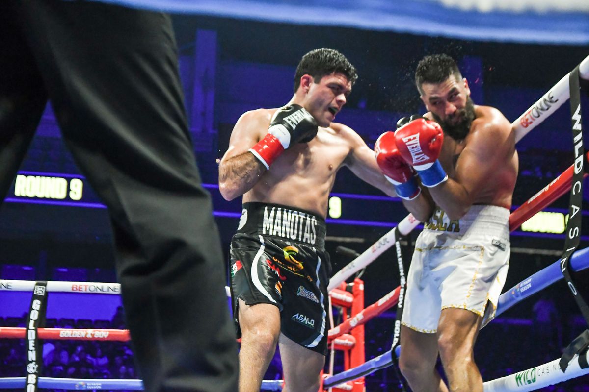 Oscar Collazo and Neider Valdez exchange punches during an Professional Boxing  match. Saturday June 20, 2026 in  Oceanside, California.