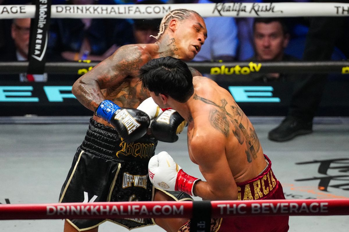 A hard right hand by Ryan Garcia lands flush on the head of Conor Benn Saturday night in their fight at T-Mobile Arena for the WBC welterweight title A hard right hand by Ryan Garcia lands flush on the head of Conor Benn Saturday night in their fight at T-Mobile Arena for the WBC welterweight title