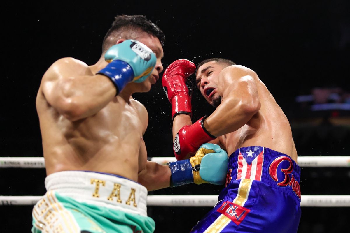 Cruz lands a hard right hook to the body of Bravo in his win at Pechanga Arena on Saturday night. Cruz lands a hard right hook to the body of Bravo in his win at Pechanga Arena on Saturday night.
