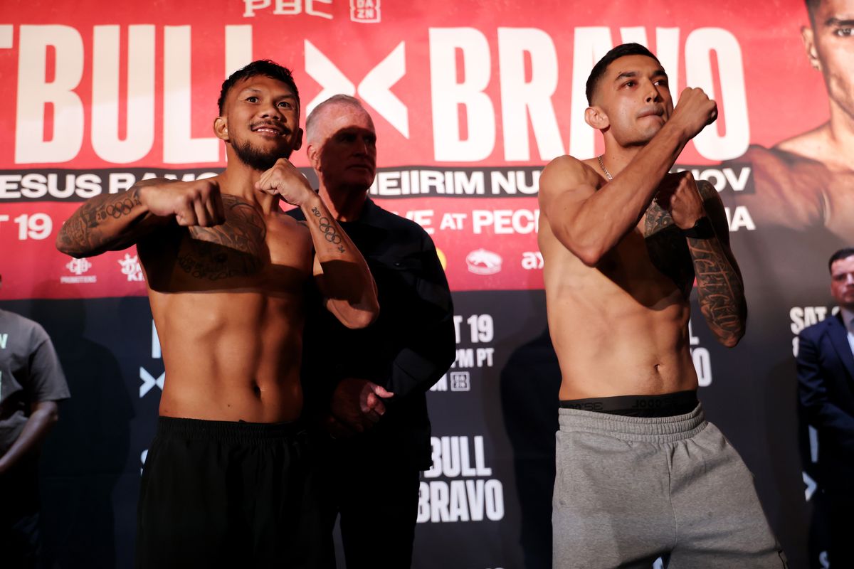 Eumir Marcial (left) and Omar Ulises Huerta pose after Friday's weigh-in. The unbeaten Filipino Olympian and the veteran contender open Saturday's card at Pechanga Arena. Eumir Marcial (left) and Omar Ulises Huerta pose after Friday's weigh-in. The unbeaten Filipino Olympian and the veteran contender open Saturday's card at Pechanga Arena.