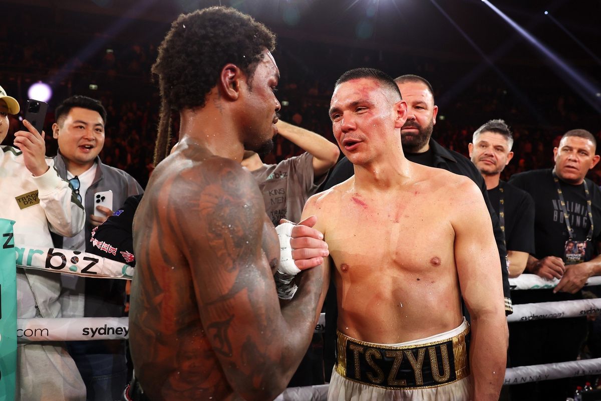 Tim Tszyu and Errol Spence Jr. embrace in the ring after the final bell, finally sharing a handshake after a promotion defined by tension between the two. Tim Tszyu and Errol Spence Jr. embrace in the ring after the final bell, finally sharing a handshake after a promotion defined by tension between the two.