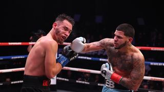 Edgar Berlanga wins by TKO at Zuffa Boxing 09 as referee steps in to save Butler in round 7 taken at Infosys Theater at Madison Square Garden (Boxing). Photo by Ed Mullholland - Zuffa Boxing