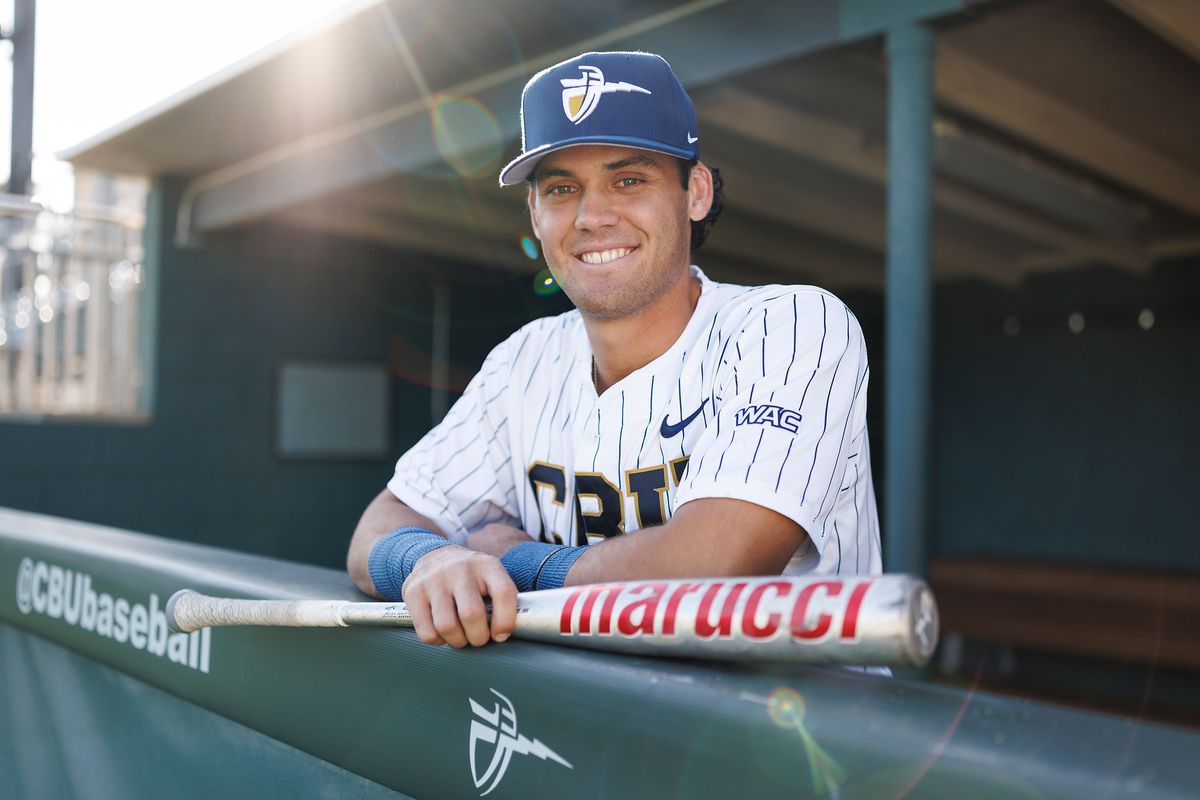 Nick Dumesnil #22 of California Baptist University poses for a portrait at James W. Totman Stadium on April 9, 2025 in Riverside, California. Nick Dumesnil #22 of California Baptist University poses for a portrait at James W. Totman Stadium on April 9, 2025 in Riverside, California.