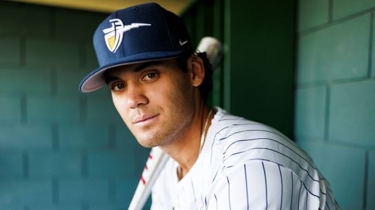 Nick Dumesnil #22 of California Baptist University poses for a portrait at James W. Totman Stadium on April 9, 2025 in Riverside, California.