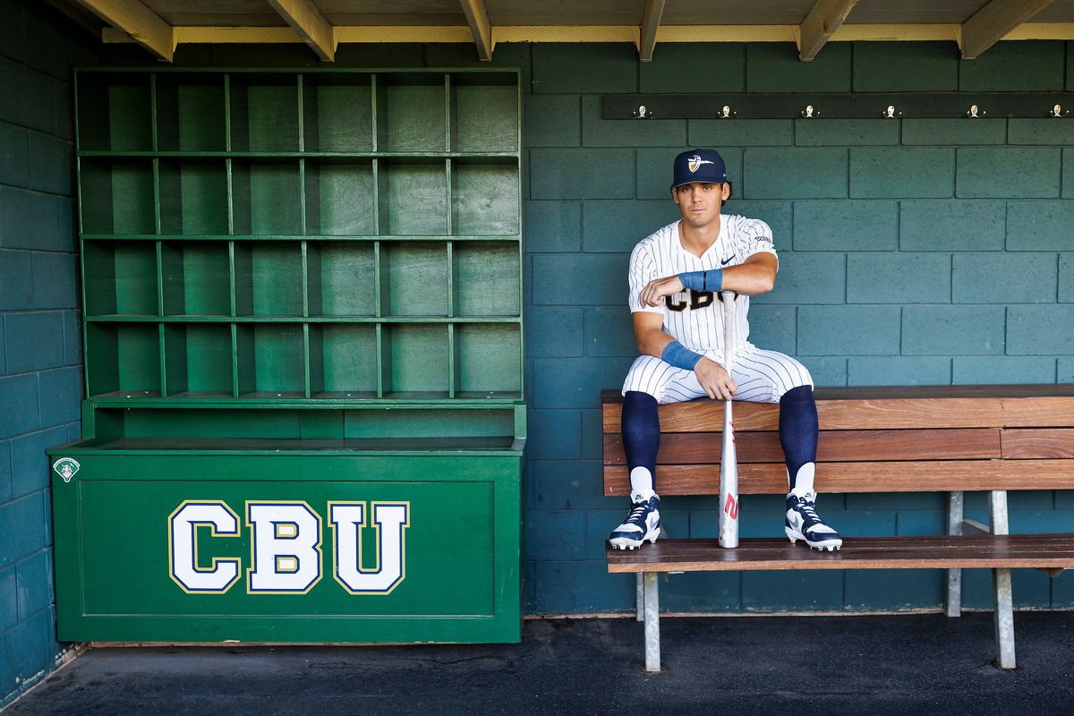 Nick Dumesnil #22 of California Baptist University poses for a portrait at James W. Totman Stadium on April 9, 2025 in Riverside, California. Nick Dumesnil #22 of California Baptist University poses for a portrait at James W. Totman Stadium on April 9, 2025 in Riverside, California.