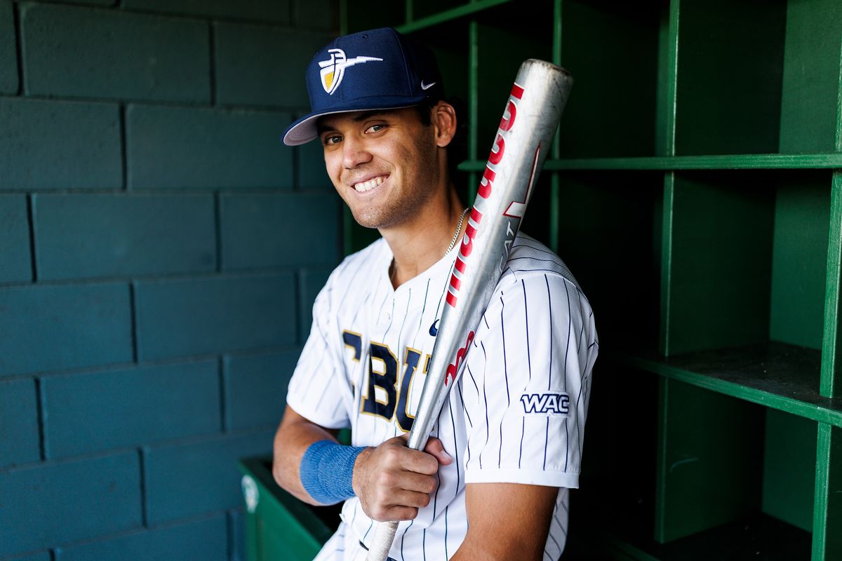 Nick Dumesnil #22 of California Baptist University poses for a portrait at James W. Totman Stadium on April 9, 2025 in Riverside, California. Nick Dumesnil #22 of California Baptist University poses for a portrait at James W. Totman Stadium on April 9, 2025 in Riverside, California.