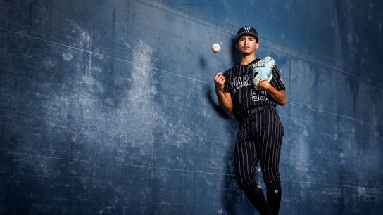 Angel Cervantes #99 of Warren High School poses for a portrait at Warren High School on May 22, 2025 in Downey, California.