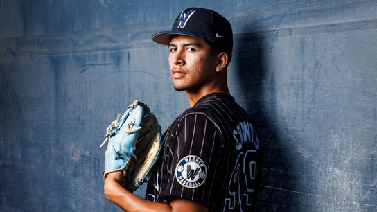 Angel Cervantes #99 of Warren High School poses for a portrait at Warren High School on May 22, 2025 in Downey, California.