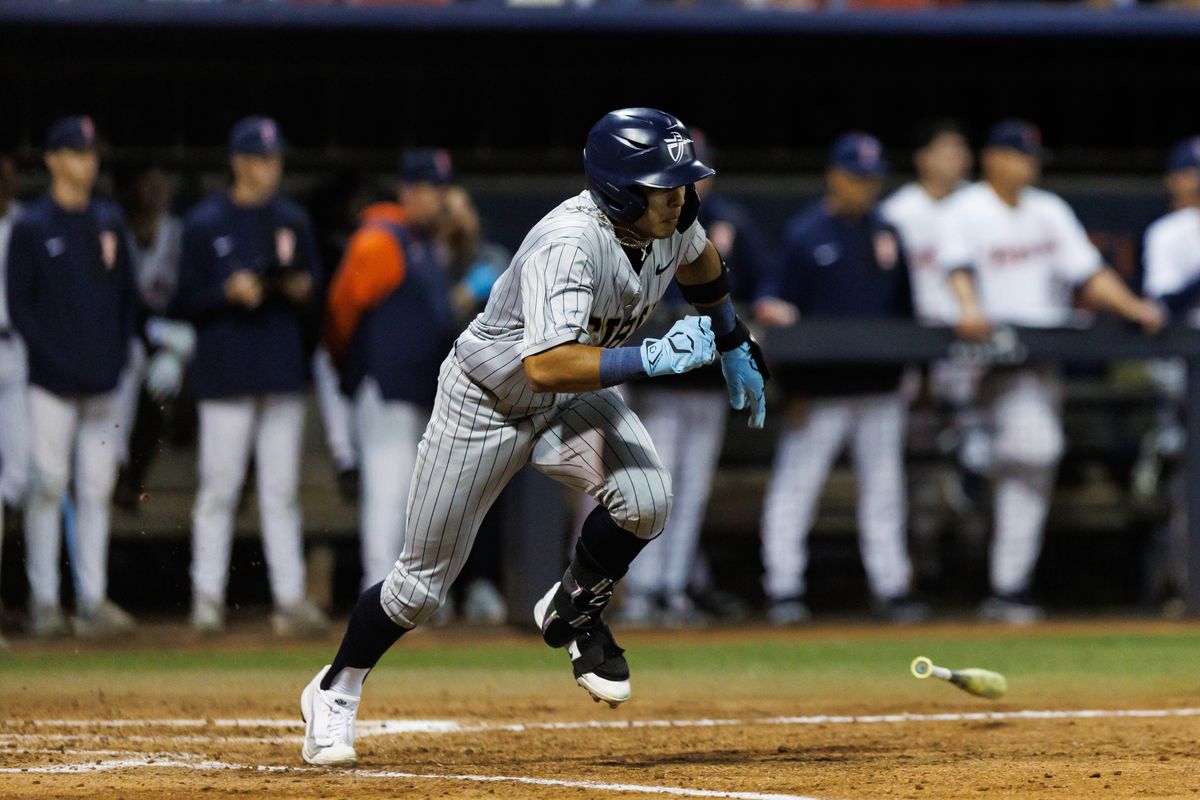CBU Lancers infielder Chris Ramirez (1) runs to first base during an NCAA Baseball game against the CSUF Titans on February 13, 2026 in Fullerton, California. CBU Lancers infielder Chris Ramirez (1) runs to first base during an NCAA Baseball game against the CSUF Titans on February 13, 2026 in Fullerton, California.