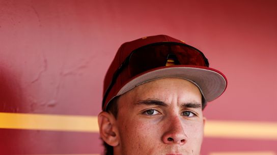 Mason Edwards #30 of USC Trojans poses for a portrait at Dedeaux Field on April 1, 2026 in Los Angeles, California. Mason Edwards #30 of USC Trojans poses for a portrait at Dedeaux Field on April 1, 2026 in Los Angeles, California.