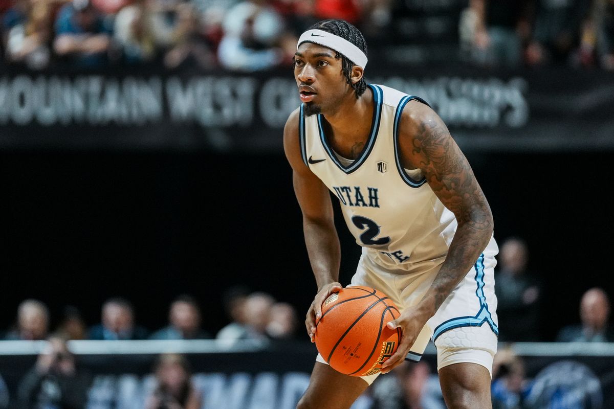 Utah State MJ Collins scans the court during final Mountain West Championship tournament game between San Diego State and Utah State on Saturday March 14 2026 in Las Vegas, Nev.