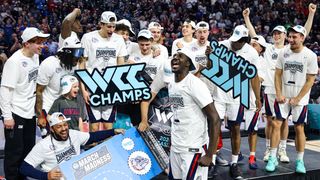 TST Images: Gonzaga outlasts Santa Clara, 79-68, to claim 2026 WCC Conference Championship taken at Orleans Arena (Gonzaga Bulldogs). Photo by RJ Forbus - The Sporting Tribune 