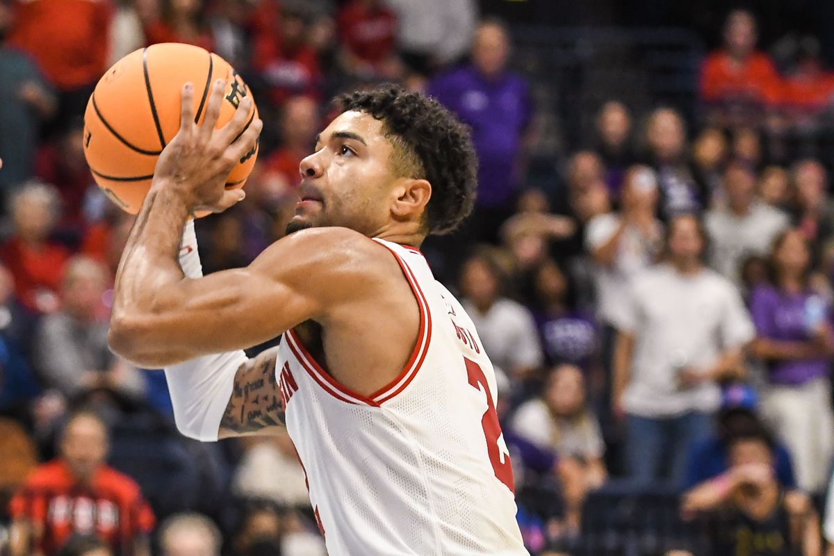 Wisconsin guard Nick Boyd (2) prepares to take a shot during an NCAA basketball  game against TCU, Friday November 28, 2025 in  San Diego, California.