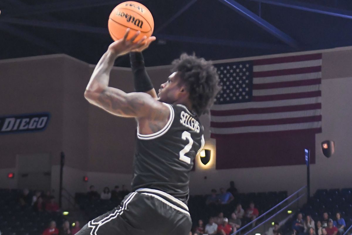 Providence guard Jaylin Sellers (2) takes  at shot during an NCAA basketball  game against Florida, Friday November 28, 2025 in  San Diego, California.