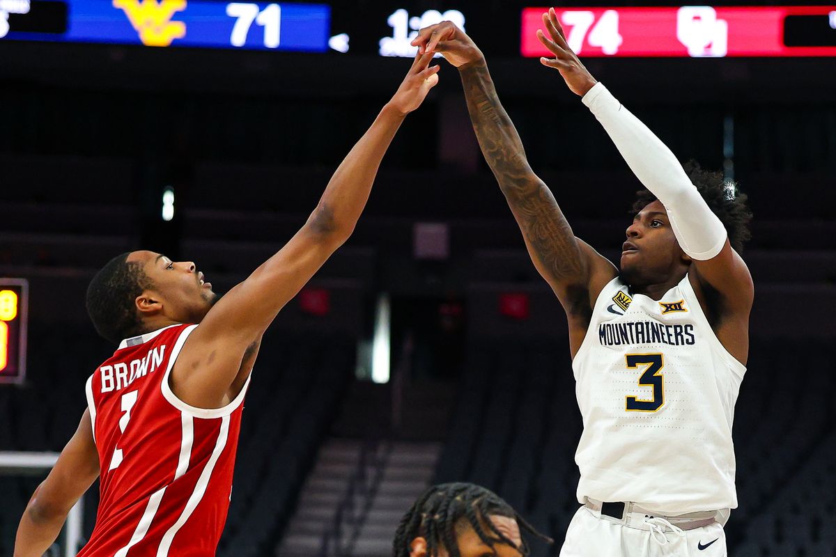 West Virginia Mountaineers G Honor Huff (3) shoots a game tying three-point shot late in the second half of the 2026 College Basketball Crown Championship on Sunday, April 5, 2026, in Las Vegas, Nevada. West Virginia Mountaineers G Honor Huff (3) shoots a game tying three-point shot late in the second half of the 2026 College Basketball Crown Championship on Sunday, April 5, 2026, in Las Vegas, Nevada.