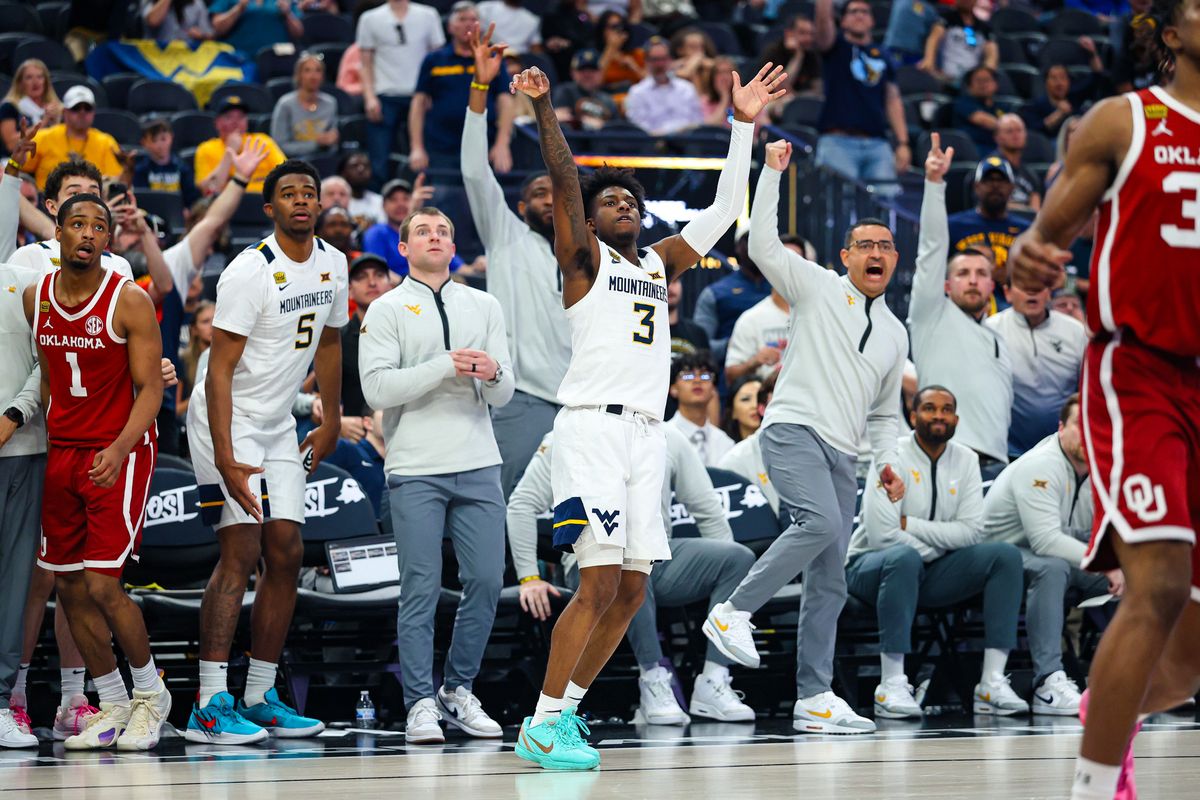 West Virginia Mountaineers G Honor Huff (3) watches his three-point shot during overtime of the 2026 College Basketball Crown Championship against the Oklahoma Sooners on Sunday, April 5, 2026, in Las Vegas, Nevada. West Virginia Mountaineers G Honor Huff (3) watches his three-point shot during overtime of the 2026 College Basketball Crown Championship against the Oklahoma Sooners on Sunday, April 5, 2026, in Las Vegas, Nevada.
