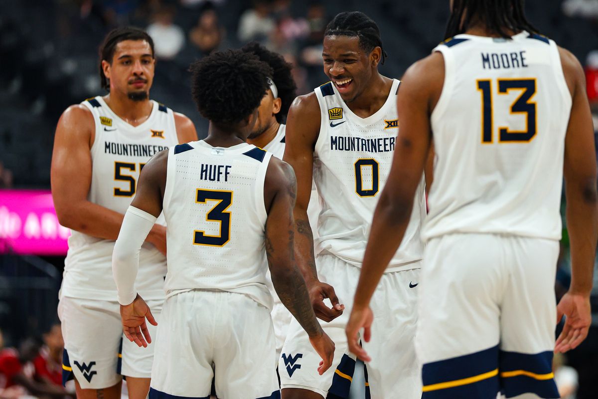West Virginia Mountaineers F Brenen Lorient (0) reacts after his teammate West Virginia Mountaineers G Honor Huff (3) drew a foul in overtime of the 2026 College Basketball Crown Championship against the Oklahoma Sooners on Sunday, April 5, 2026, in Las Vegas, Nevada. West Virginia Mountaineers F Brenen Lorient (0) reacts after his teammate West Virginia Mountaineers G Honor Huff (3) drew a foul in overtime of the 2026 College Basketball Crown Championship against the Oklahoma Sooners on Sunday, April 5, 2026, in Las Vegas, Nevada.