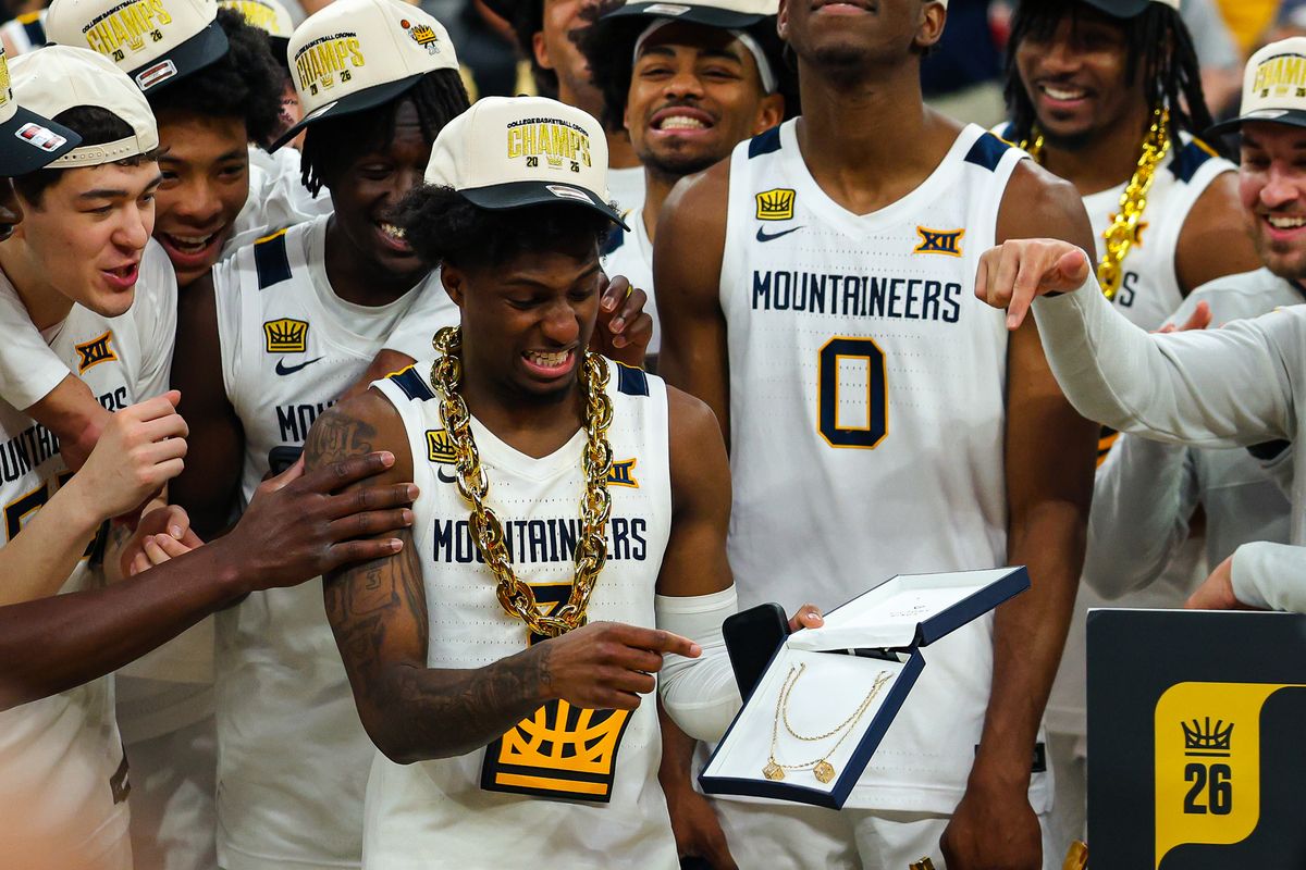 West Virginia Mountaineers G Honor Huff (3) shows off the 2026 College Basketball Crown Championship MVP chain after defeating the Oklahoma Sooners at the 2026 College Basketball Crown Championship on Sunday, April 5, 2026, in Las Vegas, Nevada. West Virginia Mountaineers G Honor Huff (3) shows off the 2026 College Basketball Crown Championship MVP chain after defeating the Oklahoma Sooners at the 2026 College Basketball Crown Championship on Sunday, April 5, 2026, in Las Vegas, Nevada.