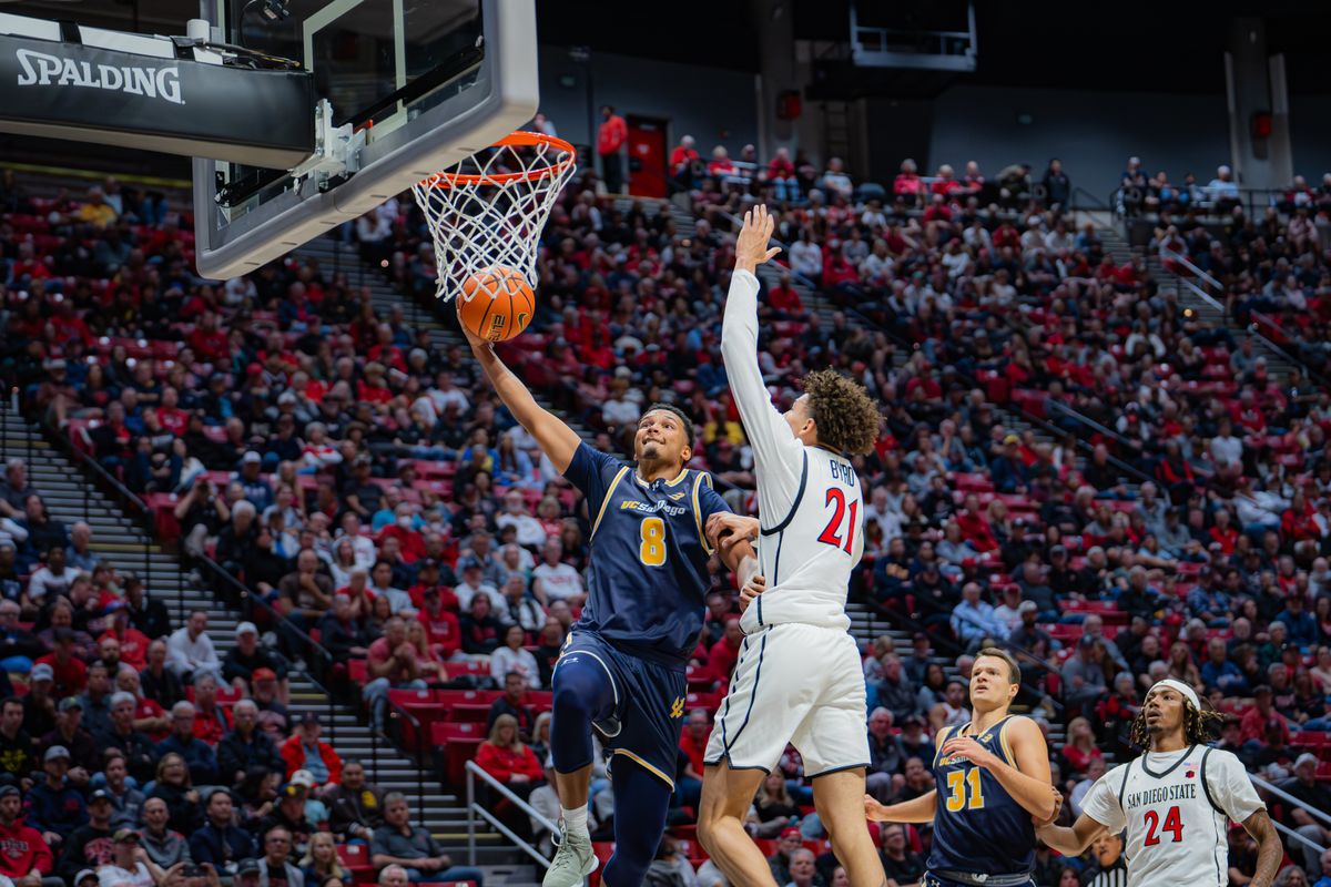 UCSD Guard Chris Howell (8) going for a layup during a non-conference basketball game against SDSU, Wednesday November 6, 2024 in San Diego, Ca UCSD Guard Chris Howell (8) going for a layup during a non-conference basketball game against SDSU, Wednesday November 6, 2024 in San Diego, Ca