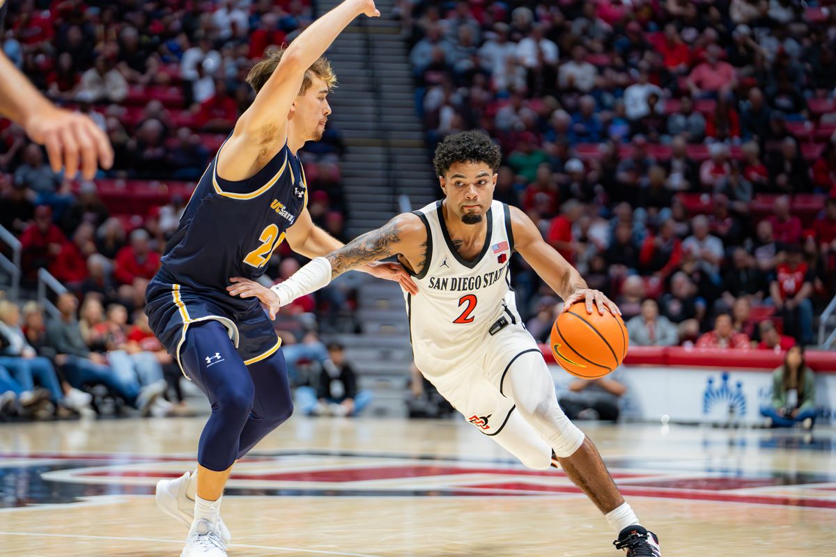 SDSU Guard Nick Boyd (2) making his way to the basket during a non-conference basketball game against UCSD, Wednesday November 6, 2024 in San Diego, Ca SDSU Guard Nick Boyd (2) making his way to the basket during a non-conference basketball game against UCSD, Wednesday November 6, 2024 in San Diego, Ca