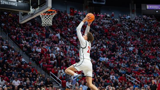 SDSU Guard Miles Byrd(21) going for a dunk during a non-conference basketball game against UCSD, Wednesday November 6, 2024 in San Diego, Ca SDSU Guard Miles Byrd(21) going for a dunk during a non-conference basketball game against UCSD, Wednesday November 6, 2024 in San Diego, Ca