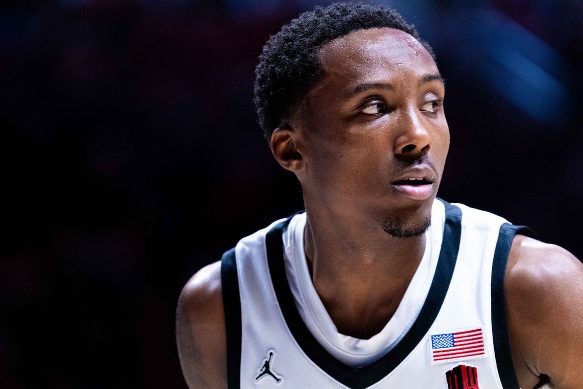 San Diego State guard BJ Davis (10) looks on during an NCAA Basketball game between Air Force and San Diego State, Wednesday December 17, 2025 at Viejas Arena in San Diego, Calif.