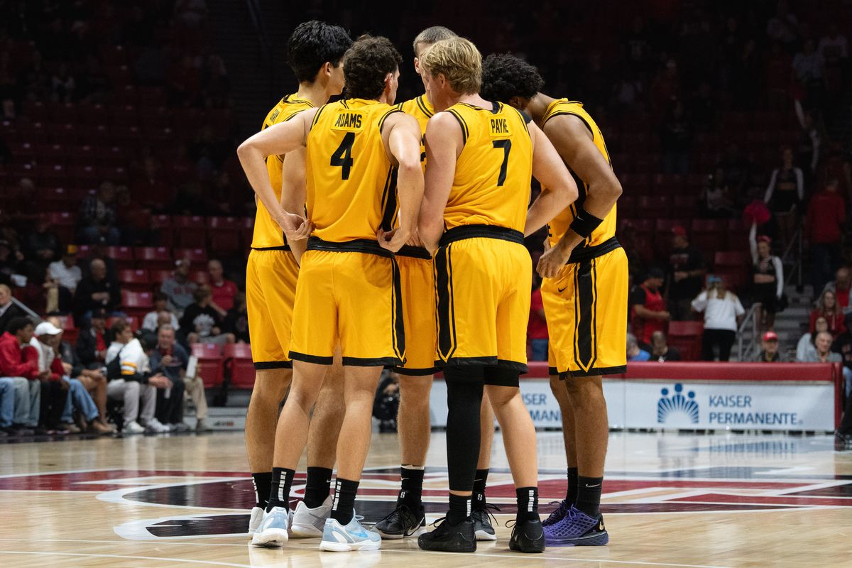 Long Beach State huddle up during an NCAA basketball exhibition game against SDSU, Wednesday October 28, 2026 in San Diego, California. Long Beach State huddle up during an NCAA basketball exhibition game against SDSU, Wednesday October 28, 2026 in San Diego, California.