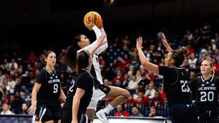 SDSU women earn WBIT first round win with clutch effort against UC Irvine taken at Jenny Craig Pavilion (San Diego State Aztecs). Photo by Derrick Tuskan - SDSU Athletics