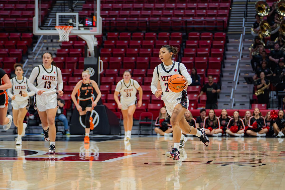 San Diego State Guard Naomi Panganiban (24) running upcourt during a non-conference game against Idaho State, Monday November 11, 2024 in San Diego California. San Diego State Guard Naomi Panganiban (24) running upcourt during a non-conference game against Idaho State, Monday November 11, 2024 in San Diego California.