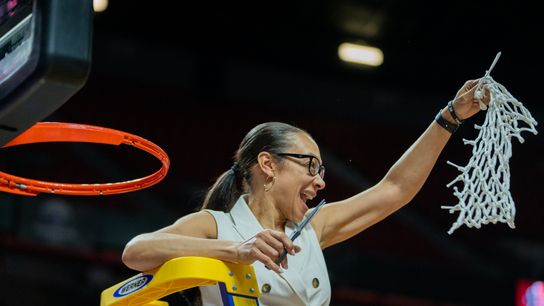San Diego State coach Stacie Terry-Hutson celebrates after winning Mountain West basketball championship game against Wyoming on Wednesday March 12, 2025 in Las Vegas. San Diego State coach Stacie Terry-Hutson celebrates after winning Mountain West basketball championship game against Wyoming on Wednesday March 12, 2025 in Las Vegas.