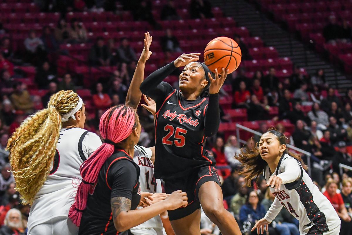 UNLV forward Remington Rofer (25) shoots the ball  during an NCAA Women’s Basketball game against SDSU Wednesday February 18, 2026 in San Diego, California.