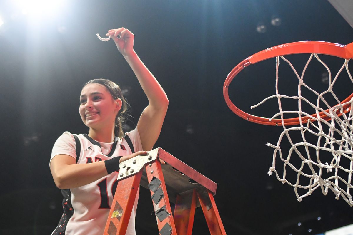 SDSU  Aztecs celebrate winning the Mountain West Championships during an NCAA Women’s Basketball game against Fresno State Saturday February 21, 2026 in San Diego, California.