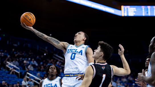 UCLA Bruins guard Kobe Johnson (0) attempts a layup during the 1st half of the game against the Idaho State Bengals on Wednesday, November 20th, 2024, at Pauley Pavilion in Los Angeles, CA.