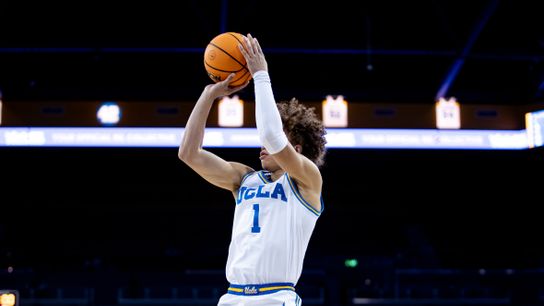 UCLA Bruins guard Trent Perry (1) shoots a two pointer during the 1st half of the game against the Idaho State Bengals on Wednesday, November 20th, 2024, at Pauley Pavilion in Los Angeles, CA.