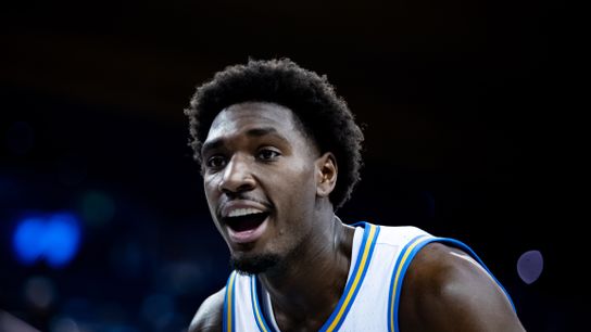 UCLA Bruins guard Eric Dailey Jr. (3) barks at opponent to taunt them during the 1st half of the game against the Idaho State Bengals on Wednesday, November 20th, 2024, at Pauley Pavilion in Los Angeles, CA.