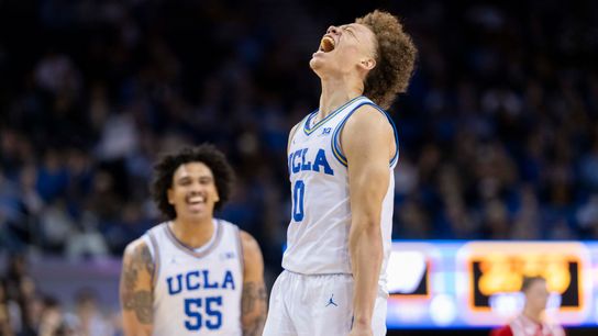 Trent Perry leads the Bruins in rout of No. 9 Nebraska taken at Pauley Pavilion (UCLA Bruins). Photo by Jordan Teller - The Sporting Tribune