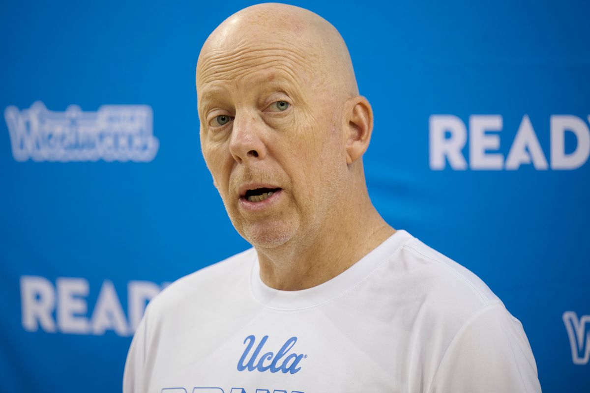 UCLA men's head basketball coach Mick Cronin answers questions during media day at Pauley Pavilion in Los Angeles, Tuesday, Oct. 6, 2026. UCLA men's head basketball coach Mick Cronin answers questions during media day at Pauley Pavilion in Los Angeles, Tuesday, Oct. 6, 2026.
