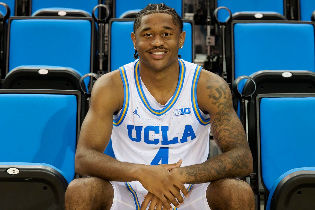 UCLA men's basketball guard Jaylen Petty (4) poses for photos during media day at Pauley Pavilion in Los Angeles, Tuesday, Oct. 6, 2026 UCLA men's basketball guard Jaylen Petty (4) poses for photos during media day at Pauley Pavilion in Los Angeles, Tuesday, Oct. 6, 2026