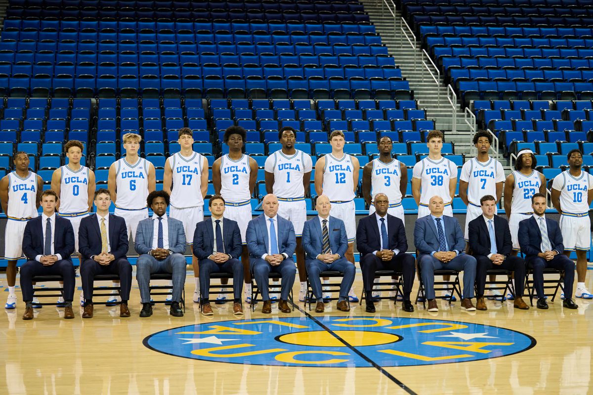 The UCLA men's basketball team poses during media day at Pauley Pavilion in Los Angeles, Tuesday, Oct. 6, 2026. The UCLA men's basketball team poses during media day at Pauley Pavilion in Los Angeles, Tuesday, Oct. 6, 2026.