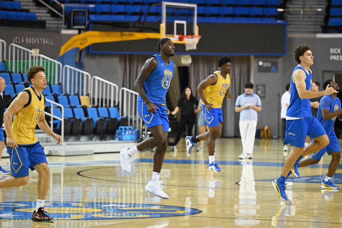 The UCLA men's basketball team practices during media day at Pauley Pavilion in Los Angeles, Tuesday, Oct. 6, 2026. The UCLA men's basketball team practices during media day at Pauley Pavilion in Los Angeles, Tuesday, Oct. 6, 2026.