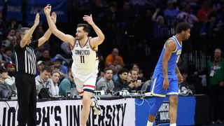 UCLA bows out of NCAA tournament in Round of 32 loss to UConn, 73-57 taken at Xfinity Mobile Arena (UCLA). Photo by Bill Streicher-Imagn Images