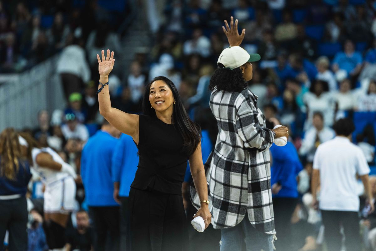 WNBA Valkyries head coach Natalie Nakase showing her support at an NCAA basketball game against the South Carolina Gamecocks, Sunday November 24th, 2024 in Los Angeles, California. WNBA Valkyries head coach Natalie Nakase showing her support at an NCAA basketball game against the South Carolina Gamecocks, Sunday November 24th, 2024 in Los Angeles, California.