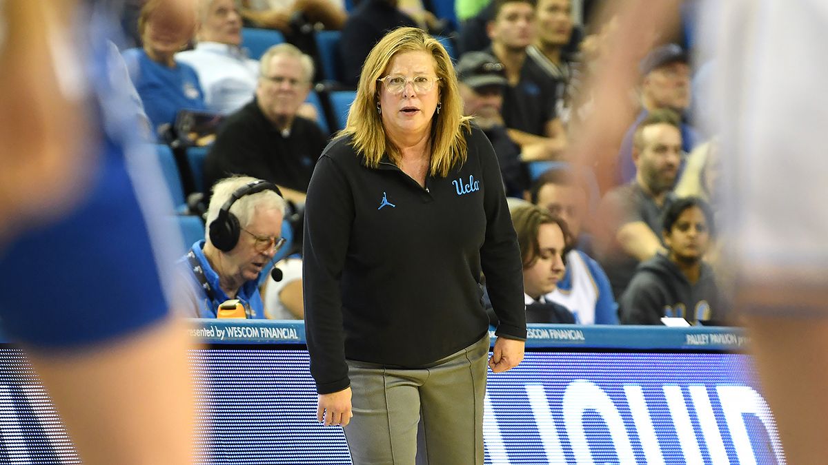UCLA Bruins head coach Cori Close watches over her team during an NCAA basketball game against the UCSB Gauchos on Thursday, November 6, 2025 at Pauley Pavilion in Los Angeles, Calif.  Bruins defeated the Gauchos 87-50.
