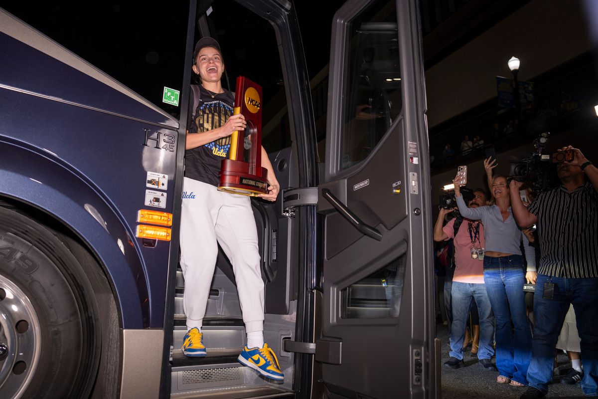 UCLA guard Gabriela Jaquez (11) arrives back to campus after winning the NCAA women's basketball National Championship on April 5th, 2026 at UCLA Campus in Los Angeles, CA. UCLA guard Gabriela Jaquez (11) arrives back to campus after winning the NCAA women's basketball National Championship on April 5th, 2026 at UCLA Campus in Los Angeles, CA.