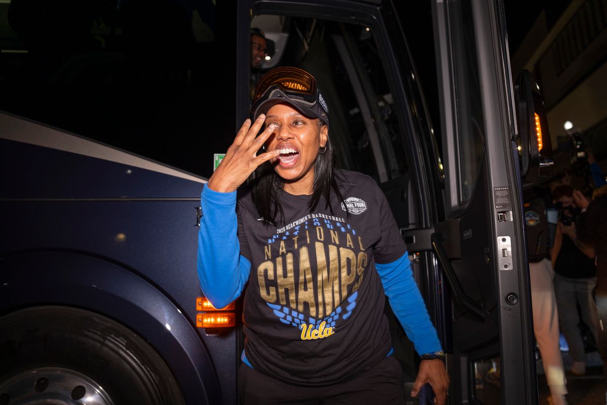 UCLA assistant coach Tasha Brown arrives back to campus after winning the NCAA women's basketball National Championship on April 5th, 2026 at UCLA Campus in Los Angeles, CA. UCLA assistant coach Tasha Brown arrives back to campus after winning the NCAA women's basketball National Championship on April 5th, 2026 at UCLA Campus in Los Angeles, CA.