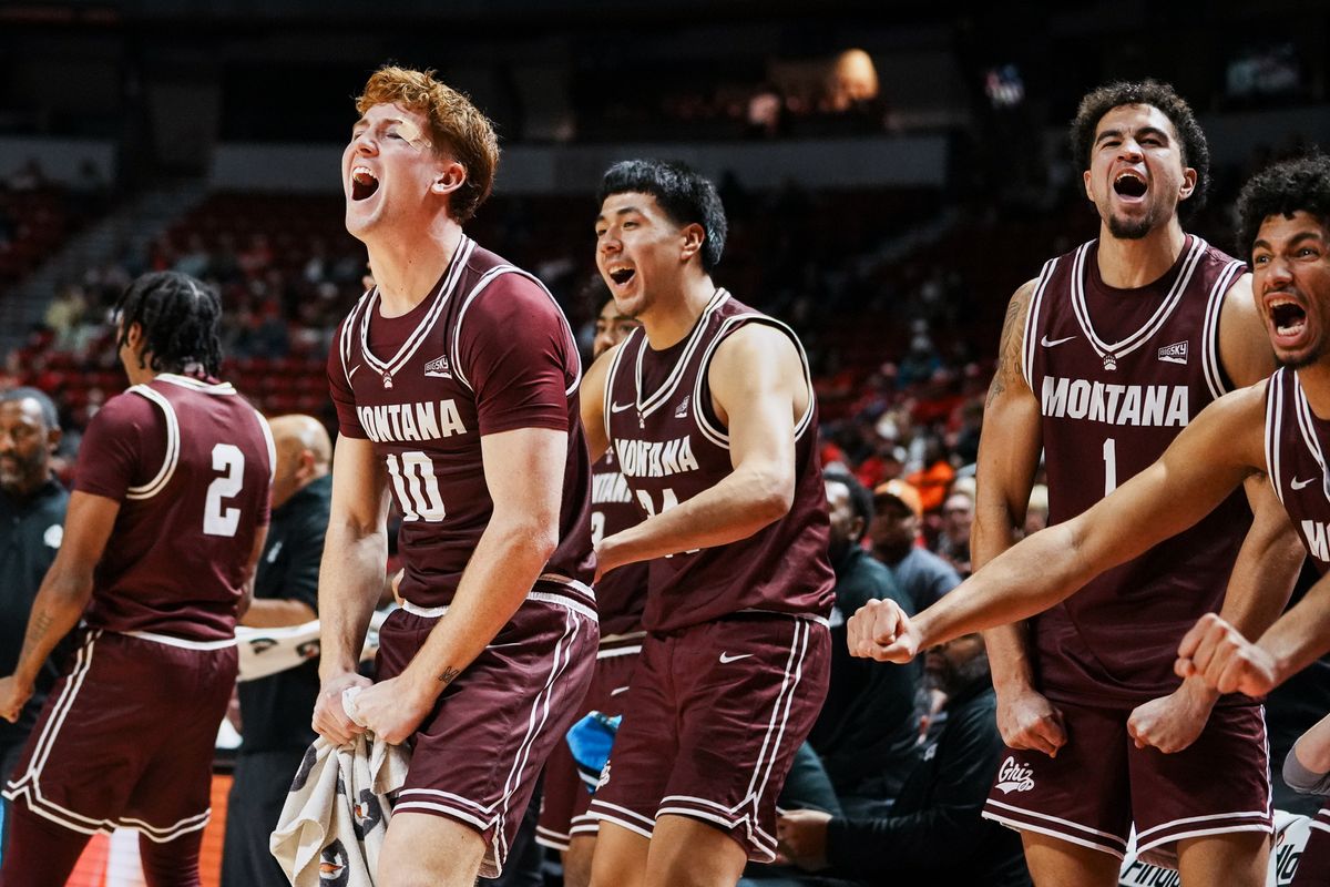 Montana bench celebrates during second half of college basketball game against UNLV on Tuesday, Nov. 11, 2025 at Thomas and Mack Center in Las Vegas. Montana bench celebrates during second half of college basketball game against UNLV on Tuesday, Nov. 11, 2025 at Thomas and Mack Center in Las Vegas.