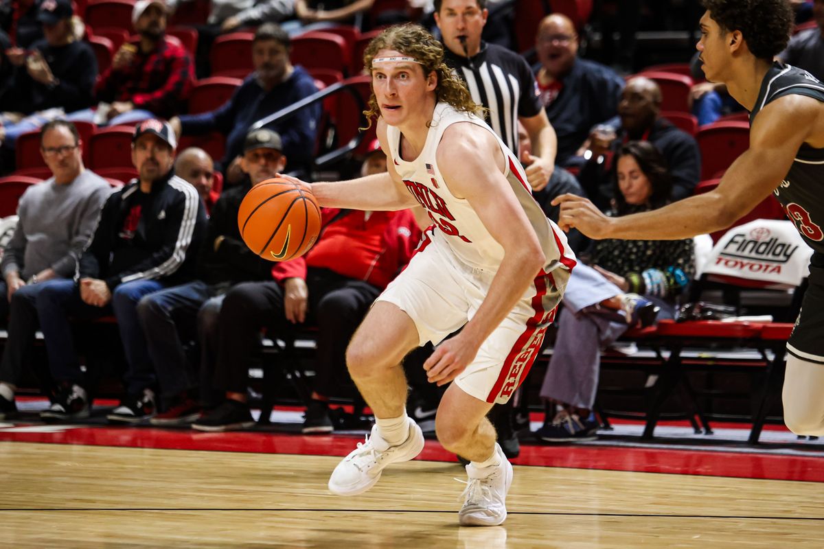 UNLV Runnin' Rebels F Walter Brown (22) drives up the court during an NCAA basketball game against the Saint Joseph's Hawks on Thursday November 20, 2025, in Las Vegas, Nevada. 