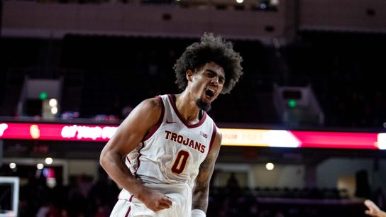 USC's heartbeat, Saint Thomas, hits dagger vs. Idaho State taken at Galen Center (USC)