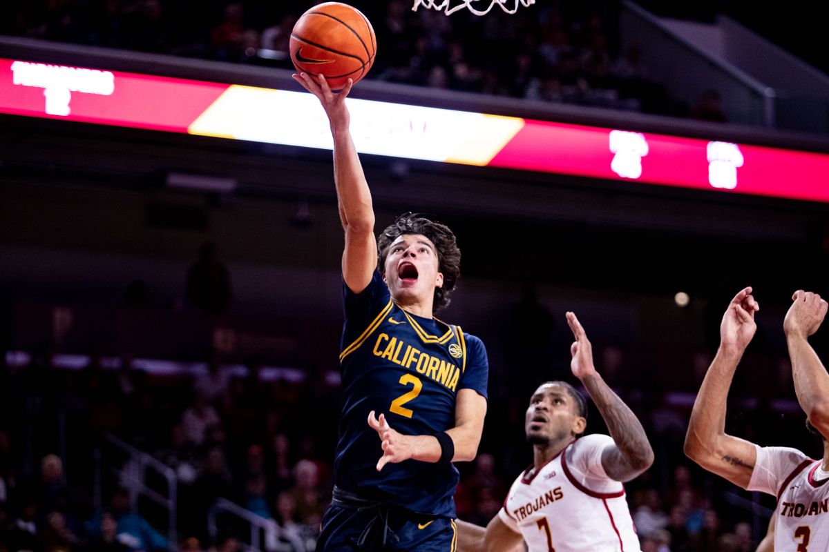 California Golden Bears guard Andrej Stojakovic (2) attempts a layup during the 2nd half of the game against the California Golden Bears on Sunday, November 17th, 2024, at Galen Center in Los Angeles, CA.