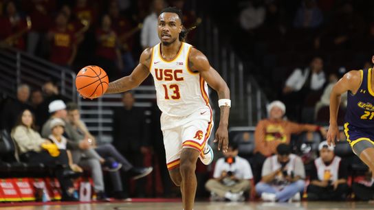 USC rolls past UC Santa Cruz Banana Slugs with 102-63 landslide  taken at Galen  Center  (USC)